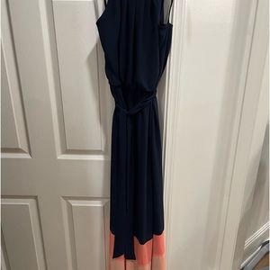 Navy & Peach Two Tone Maxi Dress